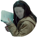 bella by her truck with a book