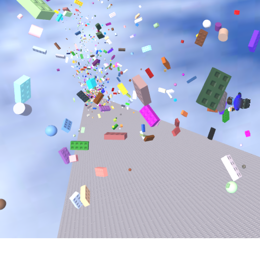 blocks falling on a bouncy hill