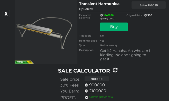 LIMITED Profit Calculator screenshot
